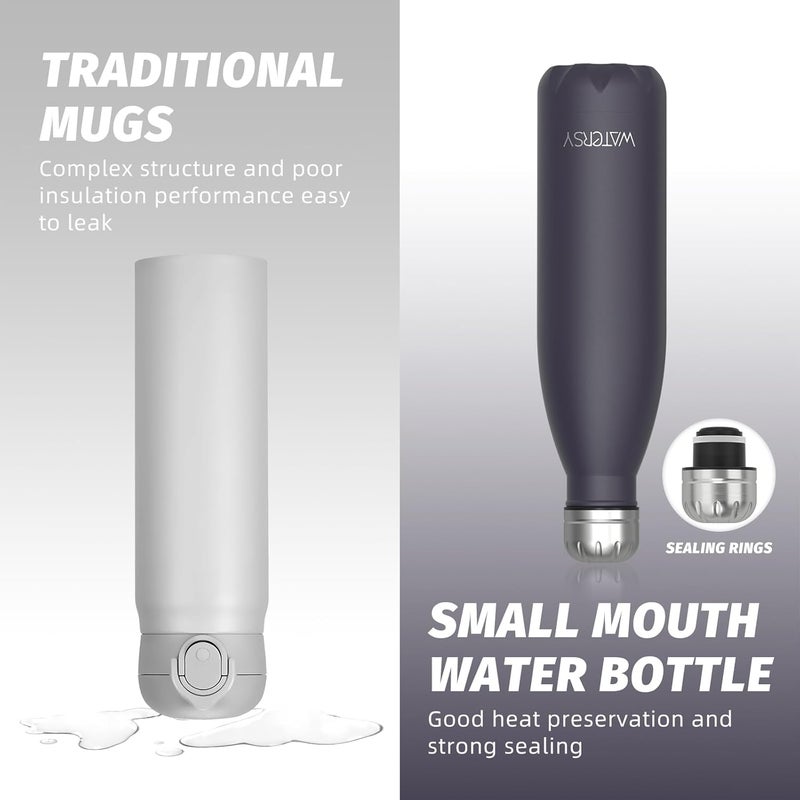 WATERSY Stainless Steel water bottles,17oz/500ml Insulated Water Bottles,Dark Purple metal water bottle Keeps Drink Cold and Hot,BPA Free kids water bottles for School,Gym,Travel,Sports - Image 4
